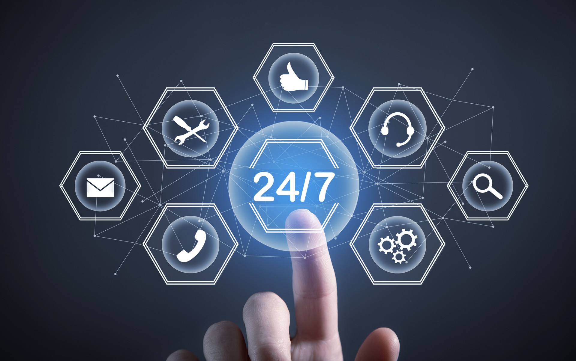 Concept de service en ligne 24/7 heures.